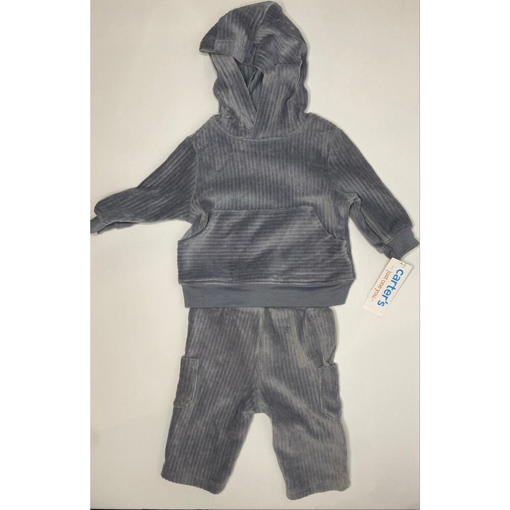 Carter's  Baby Boys' 2-Piece Velour Hooded Sweatshirt & Cargo Pants , 3 M, NWT